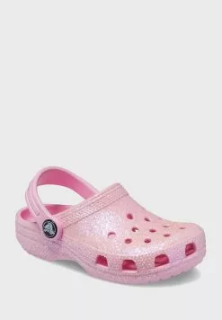 Crocs Kids Classic Glitter Clog Sandals