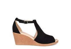 Journee Collection Womens Kedzie Wedge Sandal - Black -Shoes Shop US 01 102265 01