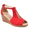 Journee Collection Womens Kedzie Wedge Sandal - Red -Shoes Shop US 01 102268 00