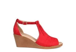 Journee Collection Womens Kedzie Wedge Sandal - Red -Shoes Shop US 01 102268 01