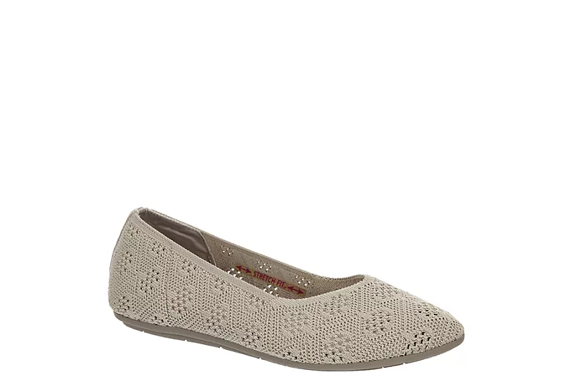 Skechers Womens Cleo 2.0 Knitty Witty Flat - Taupe 3 Skechers Womens Cleo 2.0 Knitty Witty Flat - Taupe