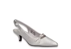 Easy Street Womens Emerin Slingback Pump - Silver