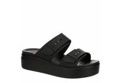 Crocs Womens Brooklyn Buckle Low Wedge Sandal - Black