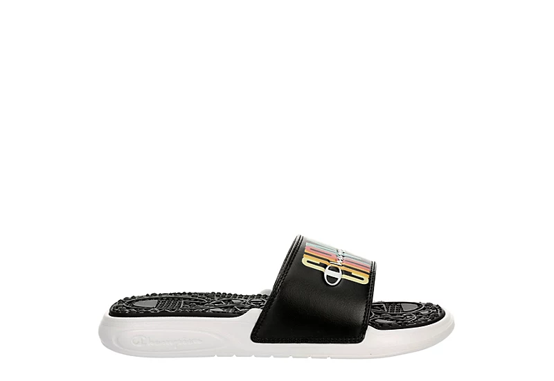 Champion Womens Foundation Pastel Block Slide Sandal - Black 4 Champion Womens Foundation Pastel Block Slide Sandal - Black - Image 2