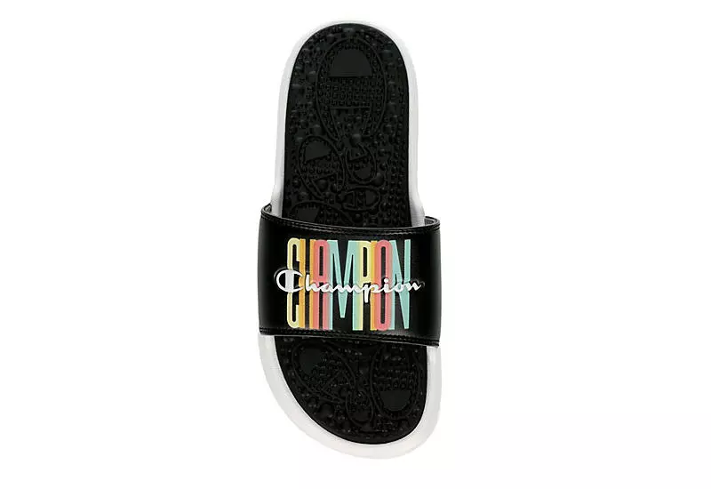 Champion Womens Foundation Pastel Block Slide Sandal - Black 8 Champion Womens Foundation Pastel Block Slide Sandal - Black - Image 6