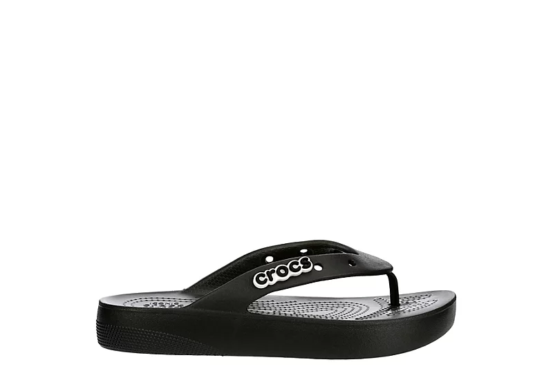 Crocs Womens Classic Platform Flip Flop Sandal - Black 4 Crocs Womens Classic Platform Flip Flop Sandal - Black - Image 2