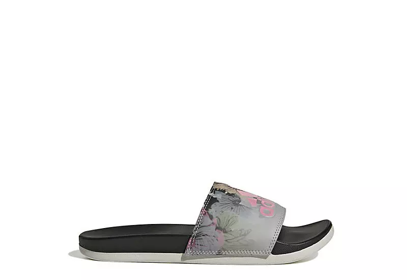 Adidas Womens Adilette Comfort Slide Sandal - Grey 4 Adidas Womens Adilette Comfort Slide Sandal - Grey - Image 2