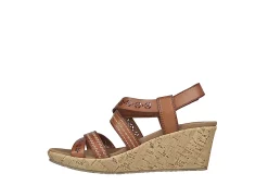 Skechers Womens Beverlee-delicate Glow Wedge Sandal - Cognac -Shoes Shop US 01 202852 02