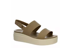 Crocs Womens Brooklyn Platform Wedge Sandal - Khaki