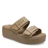 Crocs Womens Brooklyn Buckle Platform Wedge Sandal - Khaki -Shoes Shop US 01 203165 00