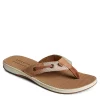Sperry Womens Seafish Chambray Stripes Flip Flop Sandal - Tan