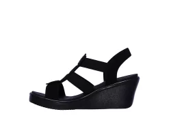 Skechers Womens Rumble On - Camp Glam Wedge Sandal - Black -Shoes Shop US 01 203242 02