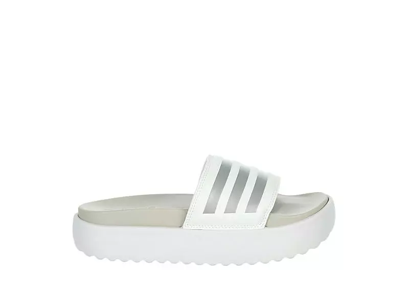 Adidas Womens Adilette Platform Slide Sandal - White 4 Adidas Womens Adilette Platform Slide Sandal - White - Image 2