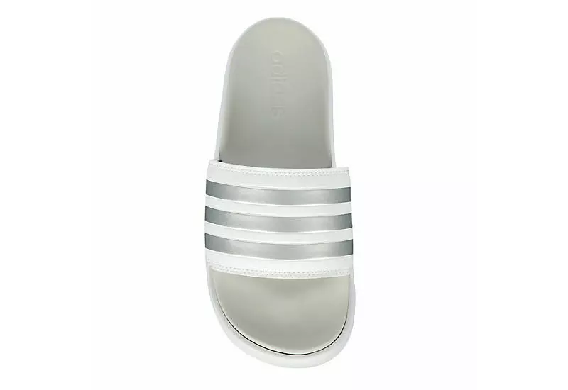 Adidas Womens Adilette Platform Slide Sandal - White 8 Adidas Womens Adilette Platform Slide Sandal - White - Image 6