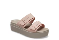 Crocs Womens Brooklyn Buckle Low Wedge Sandal - Blush