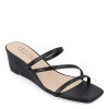 Journee Collection Womens Takarah Wedge Slip On Sandal - Black -Shoes Shop US 01 203888 00