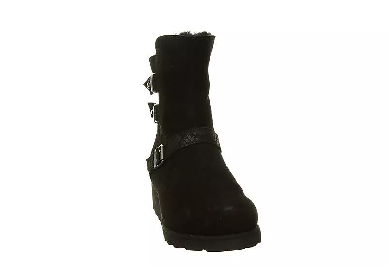 Bearpaw Womens Lucy Fur Wedge Boot - Black 5 Bearpaw Womens Lucy Fur Wedge Boot - Black - Image 3