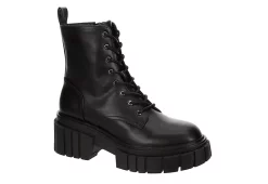 Madden Girl Womens Philly Lace Up Boot - Black