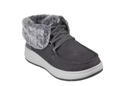 Skechers Womens Skipper Wave Cozy Queen Lace-up Fur Boot - Dark Grey