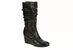 Lauren Blakwell Womens Johanna Wide Calf Wedge Boot - Black