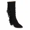Journee Collection Womens Hartly Fringed Wide Calf Dress Boot - Black -Shoes Shop US 01 303177 00