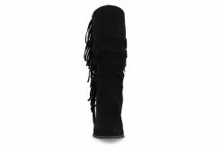 Journee Collection Womens Hartly Fringed Wide Calf Dress Boot - Black -Shoes Shop US 01 303177 02