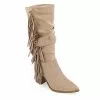 Journee Collection Womens Hartly Fringed Wide Calf Dress Boot - Taupe -Shoes Shop US 01 303178 00