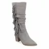 Journee Collection Womens Hartly Fringed Wide Calf Dress Boot - Grey 1 Journee Collection Womens Hartly Fringed Wide Calf Dress Boot - Grey -Shoes Shop US 01 303179 00