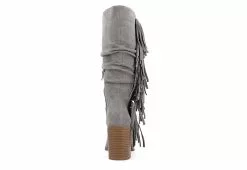 Journee Collection Womens Hartly Fringed Wide Calf Dress Boot - Grey -Shoes Shop US 01 303179 04