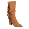 Journee Collection Womens Hartly Fringed Wide Calf Dress Boot - Tan 1 Journee Collection Womens Hartly Fringed Wide Calf Dress Boot - Tan -Shoes Shop US 01 303180 00