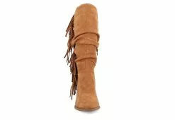 Journee Collection Womens Hartly Fringed Wide Calf Dress Boot - Tan -Shoes Shop US 01 303180 02