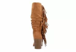 Journee Collection Womens Hartly Fringed Wide Calf Dress Boot - Tan -Shoes Shop US 01 303180 04