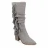 Journee Collection Womens Hartly Fringed Extra Wide Calf Dress Boot - Grey -Shoes Shop US 01 303184 00