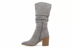Journee Collection Womens Hartly Fringed Extra Wide Calf Dress Boot - Grey -Shoes Shop US 01 303184 03