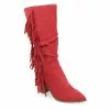Journee Collection Womens Hartly Fringed Extra Wide Calf Dress Boot - Red -Shoes Shop US 01 303199 00