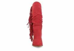 Journee Collection Womens Hartly Fringed Extra Wide Calf Dress Boot - Red -Shoes Shop US 01 303199 02
